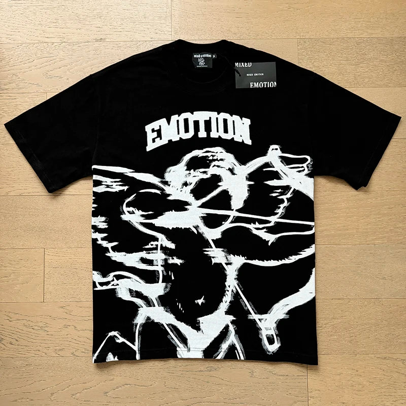 Mixed Emotion Cotton T-Shirt for Couples with Angel Print