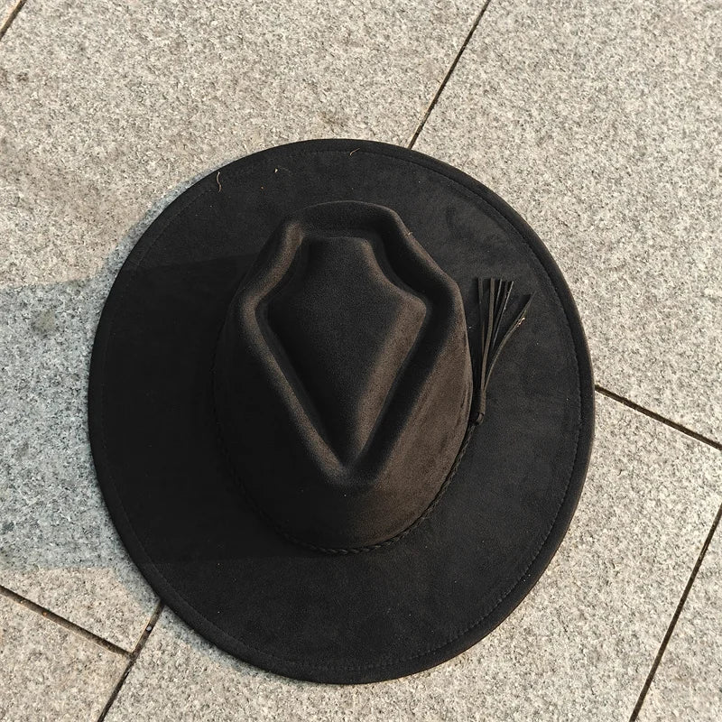 Dark Turquoise Suede Fedora Hat for Men and Women