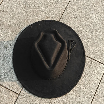 Dark Turquoise Suede Fedora Hat for Men and Women