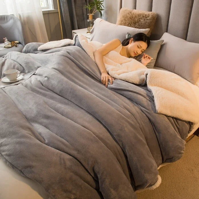 Wool Throw Blanket Double Sided Queen Size Winter Use