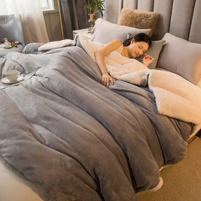 Wool Throw Blanket Double Sided Queen Size Winter Use