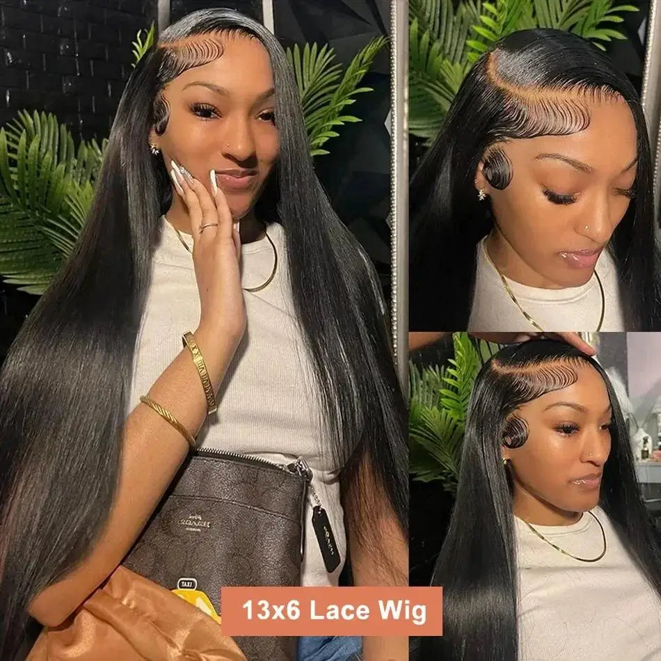 40 Inch Straight Human Hair Wig with Transparent Lace