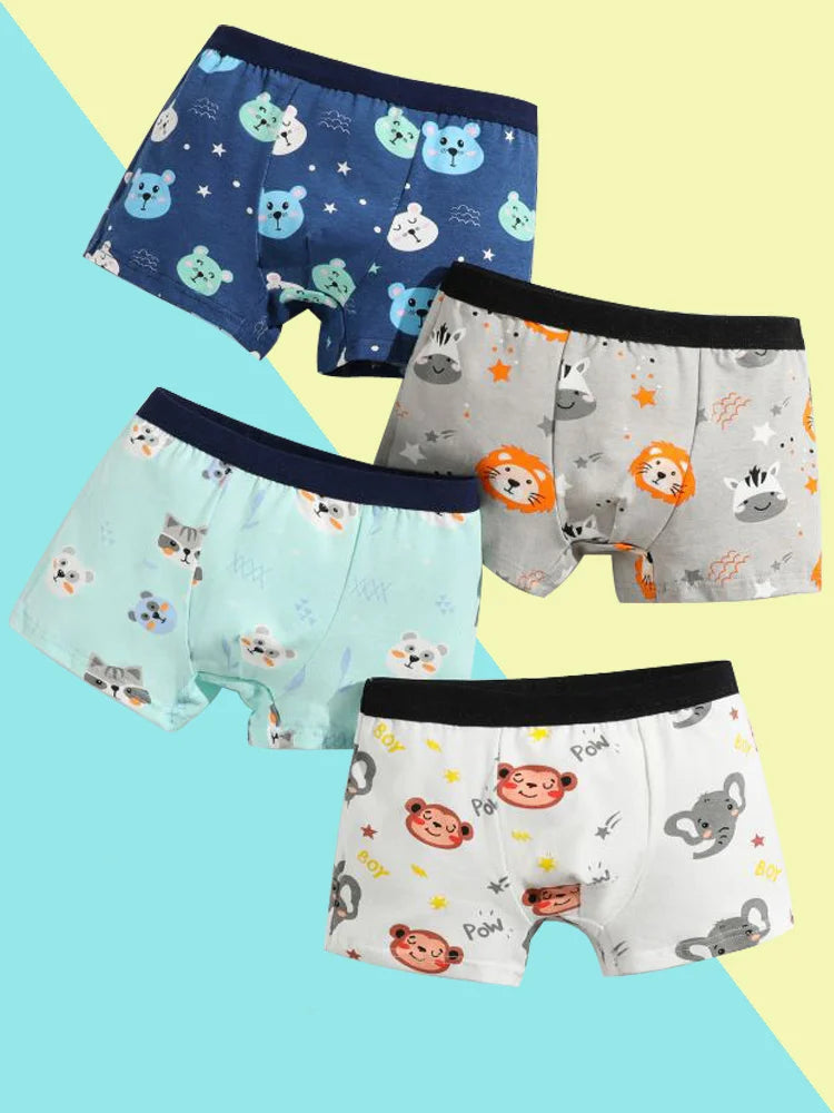 Boys Cotton Boxer Briefs with Dinosaur Print