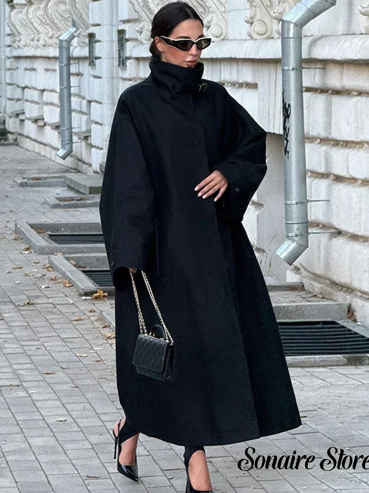 Women's Windproof Trench Coat Loose Fit Overcoat