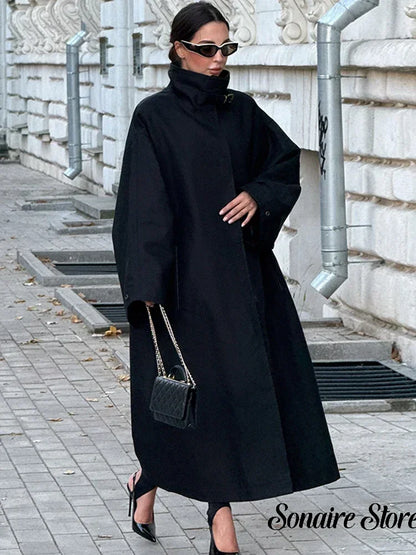 Women's Windproof Trench Coat Loose Fit Overcoat