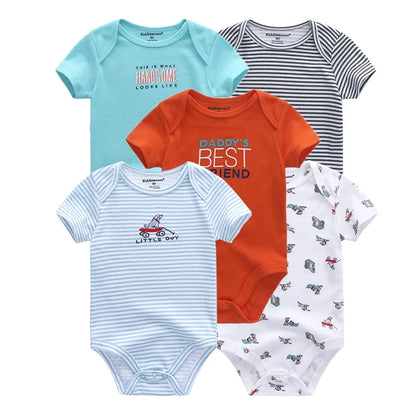 Kiddiezoom Cartoon Short Sleeve Baby Bodysuits 100% Cotton
