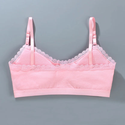 Girls Lace Training Bras Set Cotton Padded Daily Wear