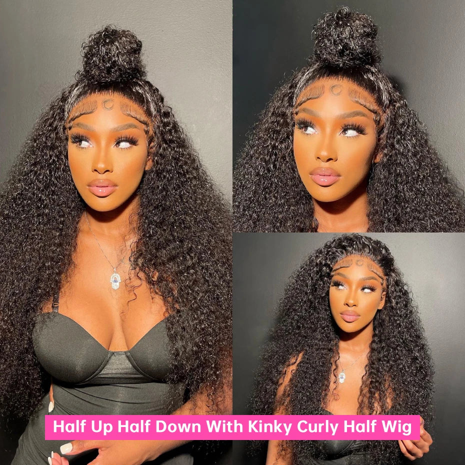 Kinky Curly Half Wig 250 Density Human Hair 26 Inch