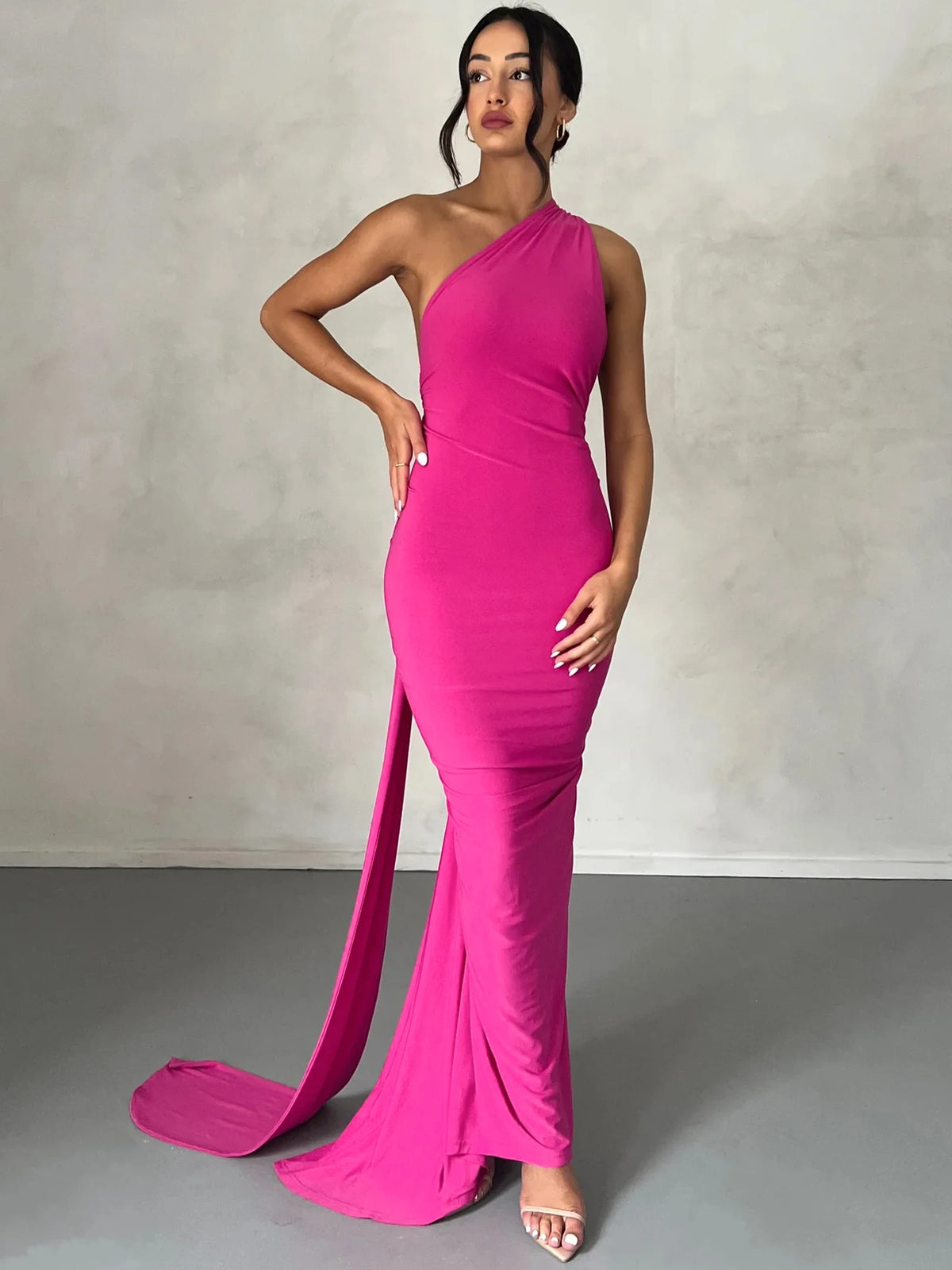 Hugcitar One Shoulder Backless Maxi Dress Women
