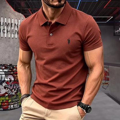 Men's Short Sleeve Polo Shirt Cotton Embroidery Casual
