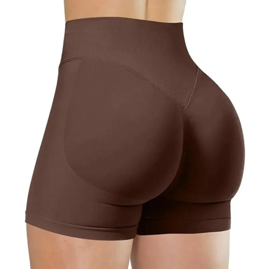 High Waisted Yoga Shorts for Women Nylon Elastane Solid