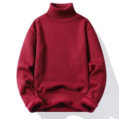 Mens Knitted Turtleneck Sweater Slim Fit Casual