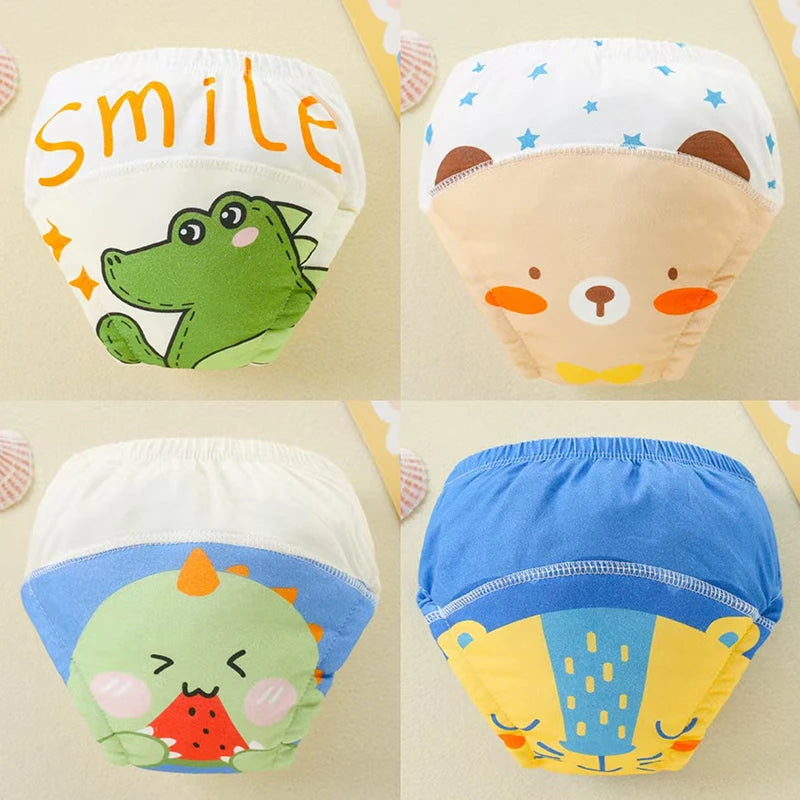 4PCS Reusable Cotton Baby Diapers for Potty Training