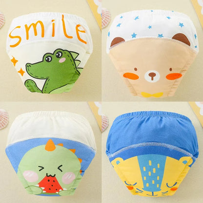 4PCS Reusable Cotton Baby Diapers for Potty Training