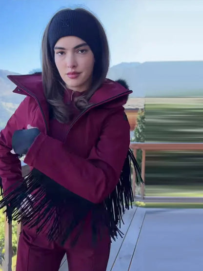 Women's Ski Suit with Fur Hood and Zippers