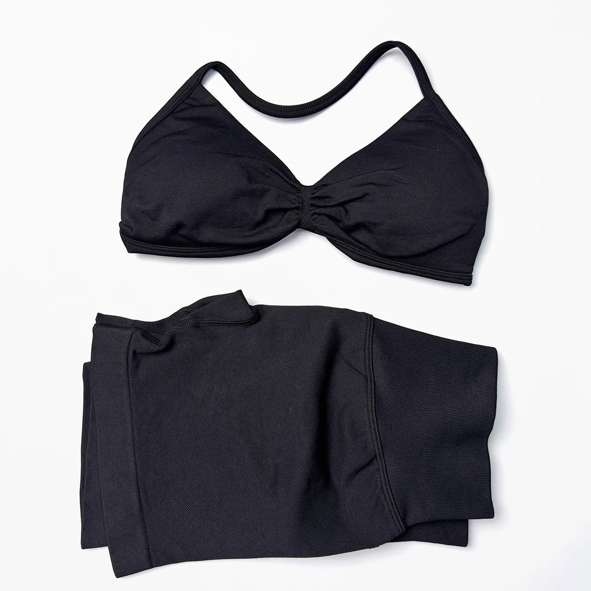 Seamless Strappy Yoga Bra and Scrunch Butt Shorts Set