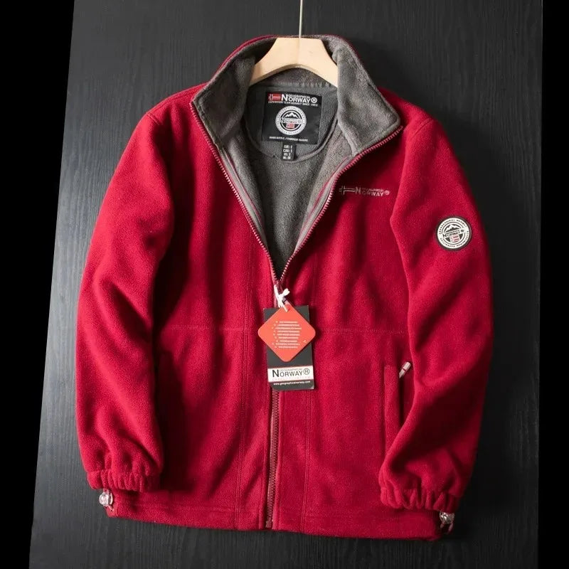 Windproof Fleece Padded Jacket for Men, Large Size