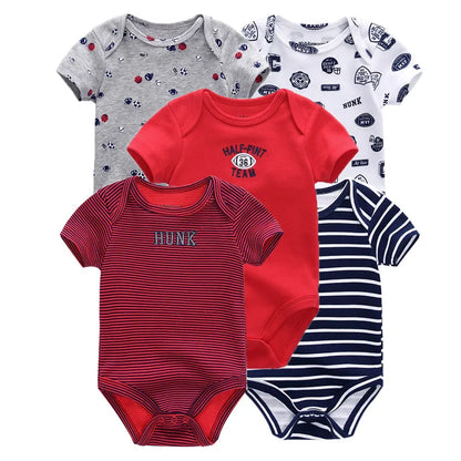 Kiddiezoom Cartoon Short Sleeve Baby Bodysuits 100% Cotton