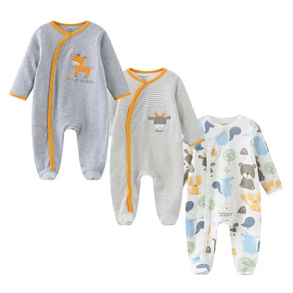 Kiddiezoom Unisex Cartoon Long Sleeve Romper 100% Cotton