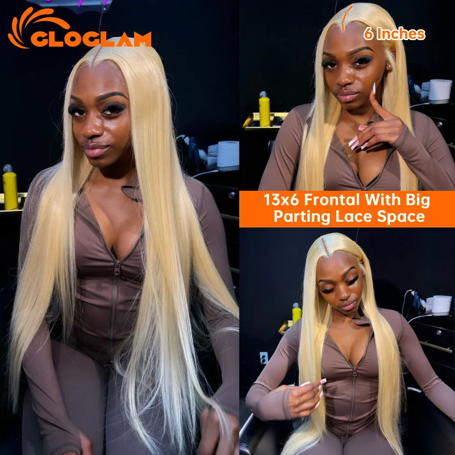 Straight 360 Lace Front Wig Human Hair Blonde 613