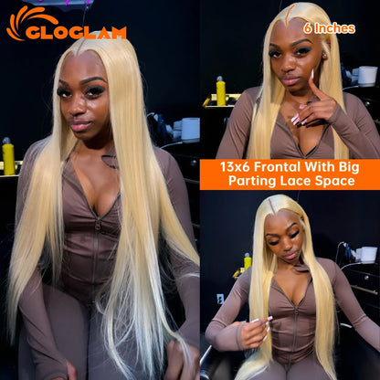 Straight 360 Lace Front Wig Human Hair Blonde 613