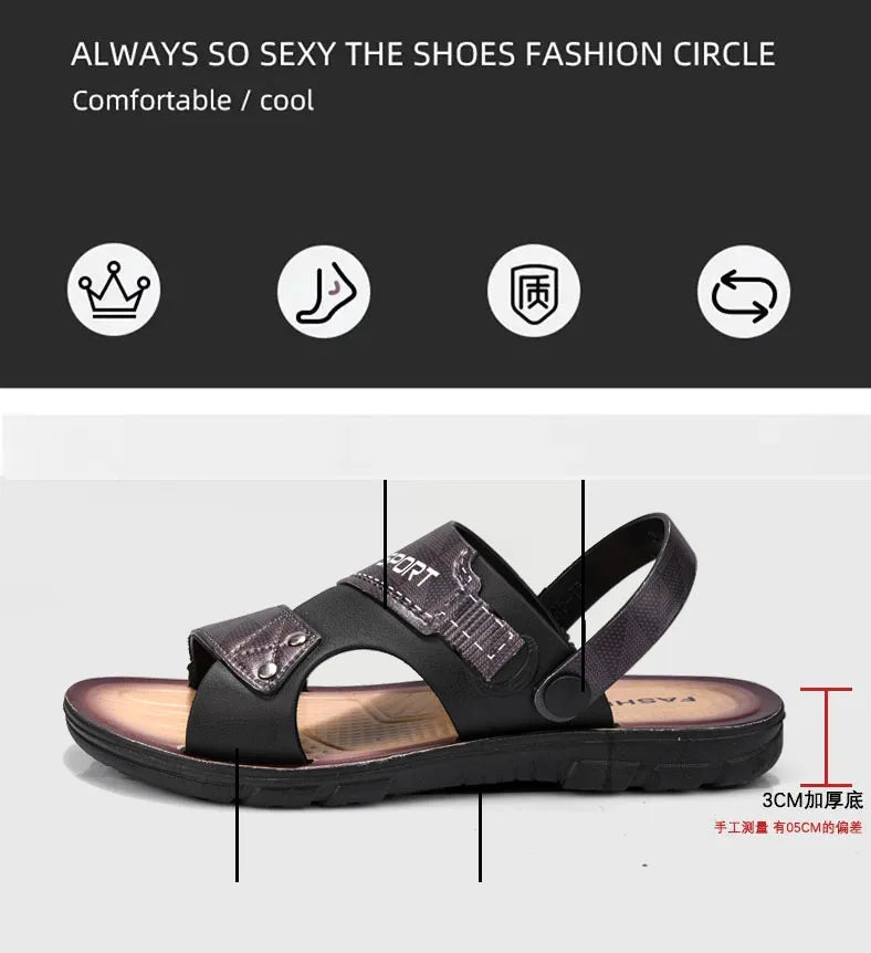 Men's Casual Slip-On Leather Sandals for Summer