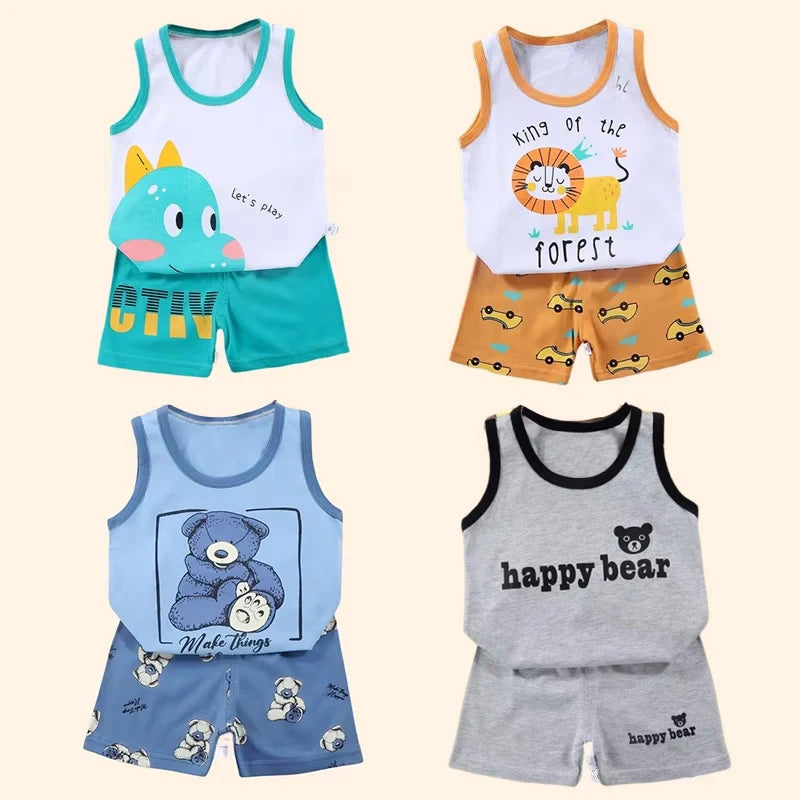 Children's Cotton Vest Set with Shorts for Summer