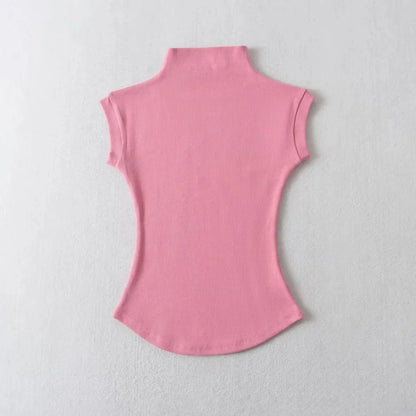 Women Summer Turtleneck Sleeveless Slim Fit Top