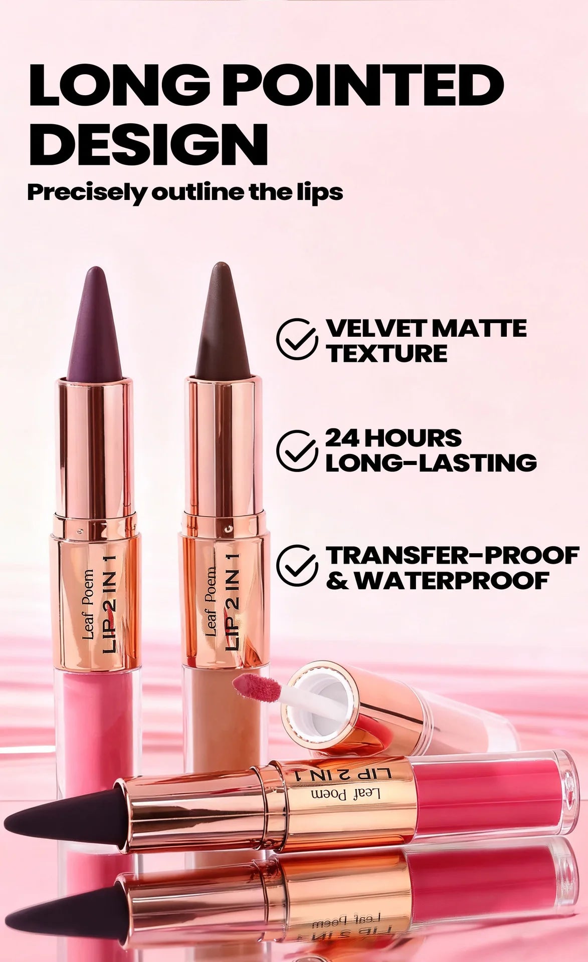 Waterproof Matte Black Lipstick and Lipgloss Duo