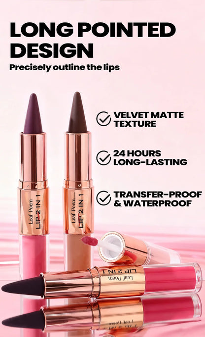 Waterproof Matte Black Lipstick and Lipgloss Duo