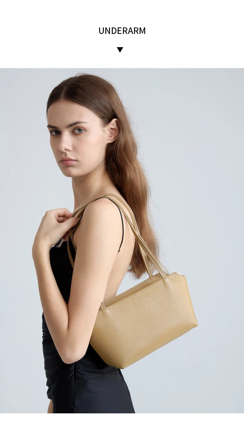 Genuine Cowhide Leather Mini Shoulder Tote Bag
