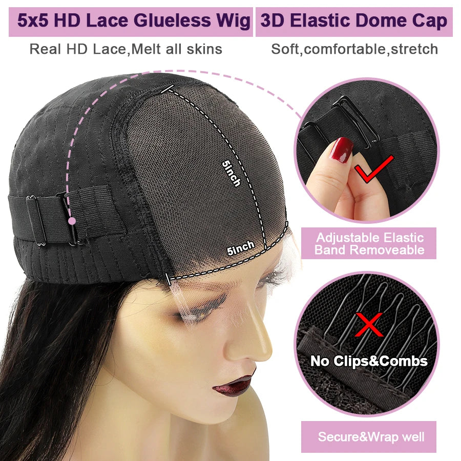 Glueless HD Lace Closure Wig Silk Straight Human Hair
