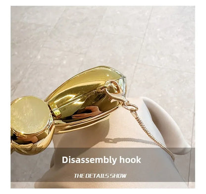 Golden Acrylic Round Clutch Purse for Parties