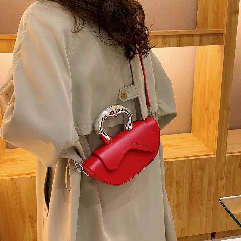 Solid PU Shoulder Bag with Hasp Compartment