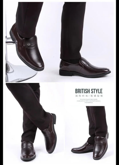 Leather Black Slip-On Loafers for Men Plus Size 38-44