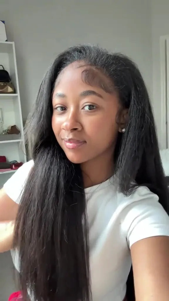 Kinky Straight V Part Wig 220% Density Human Hair