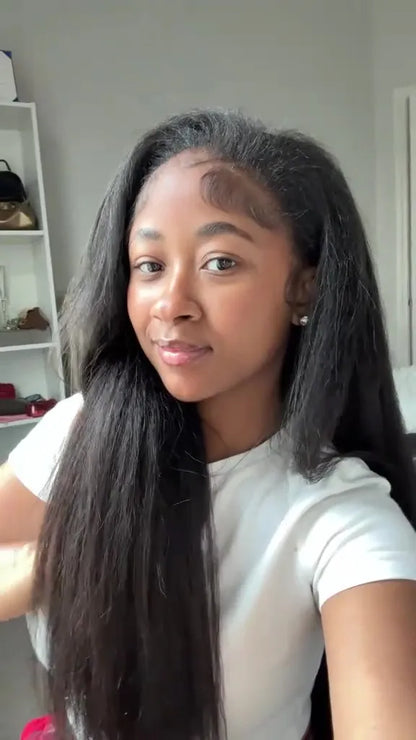 Kinky Straight V Part Wig 220% Density Human Hair