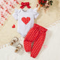 3PCS Baby Girl Clothes Set Long Sleeve Romper Pant Headband