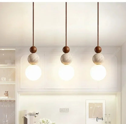 Yellow Travertine Pendant Light for Bedroom Kitchen