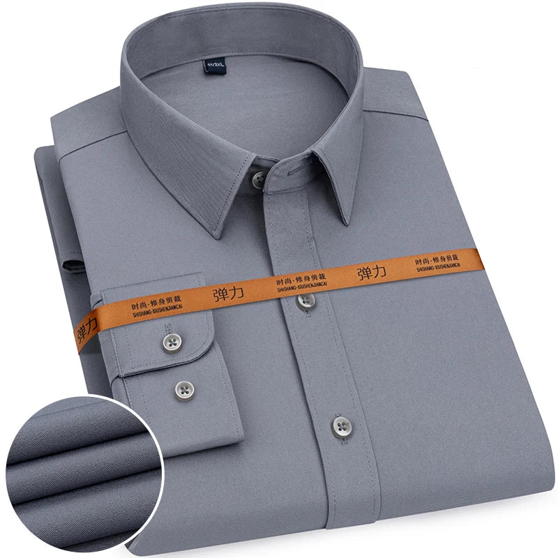 Men's Slim Fit Solid Color White Dress Shirt