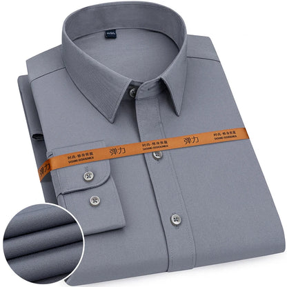 Men's Slim Fit Solid Color White Dress Shirt