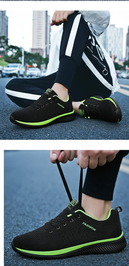 YRZL Black Knit Sneakers for Men Athletic Casual Shoes