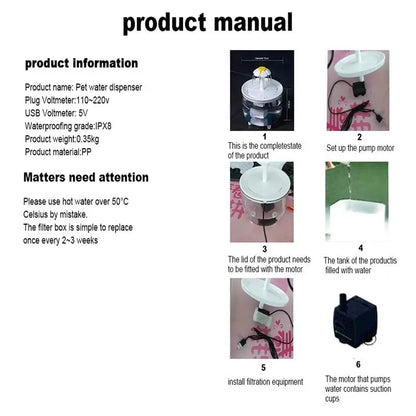 Automatic USB Pet Water Fountain – 1200ml