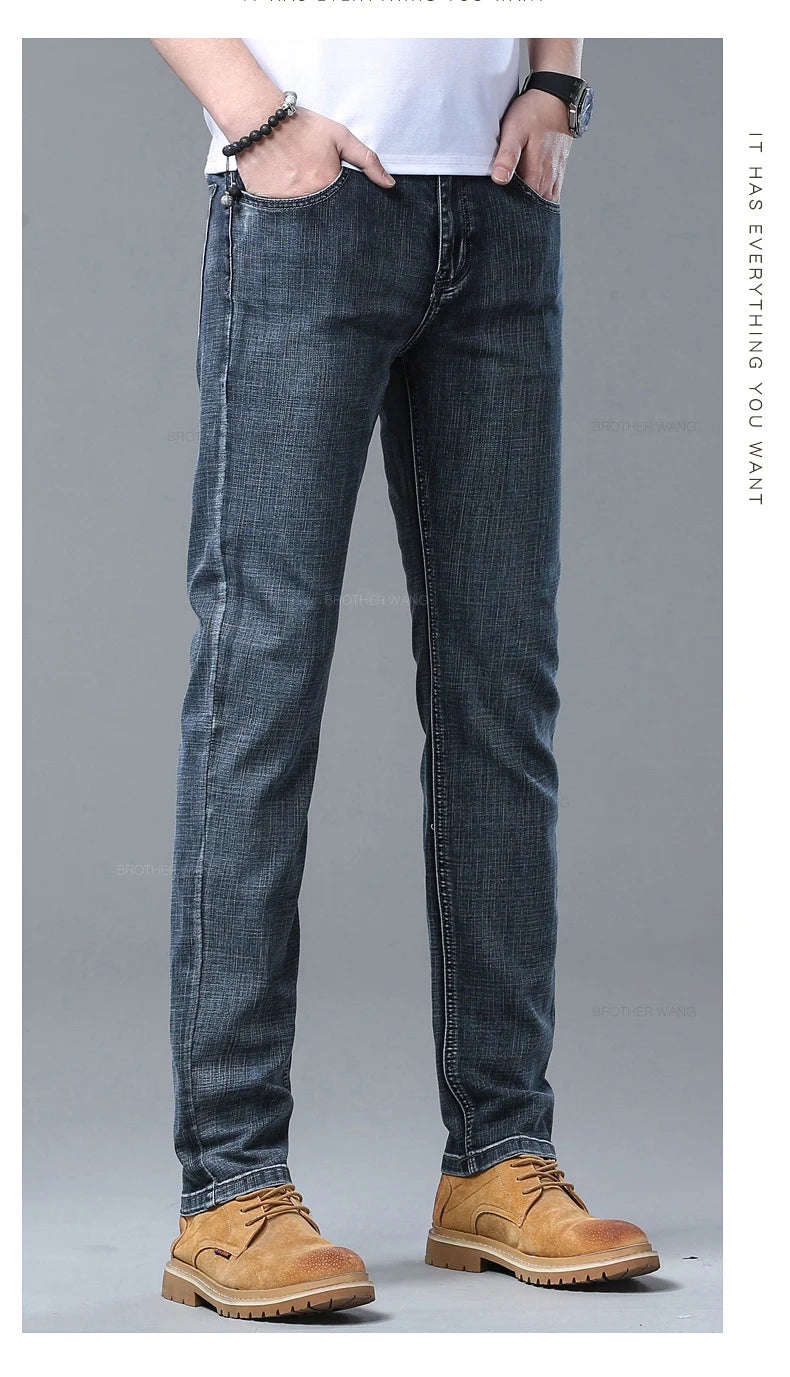 Light Blue Slim Jeans for Men in Stretch Denim