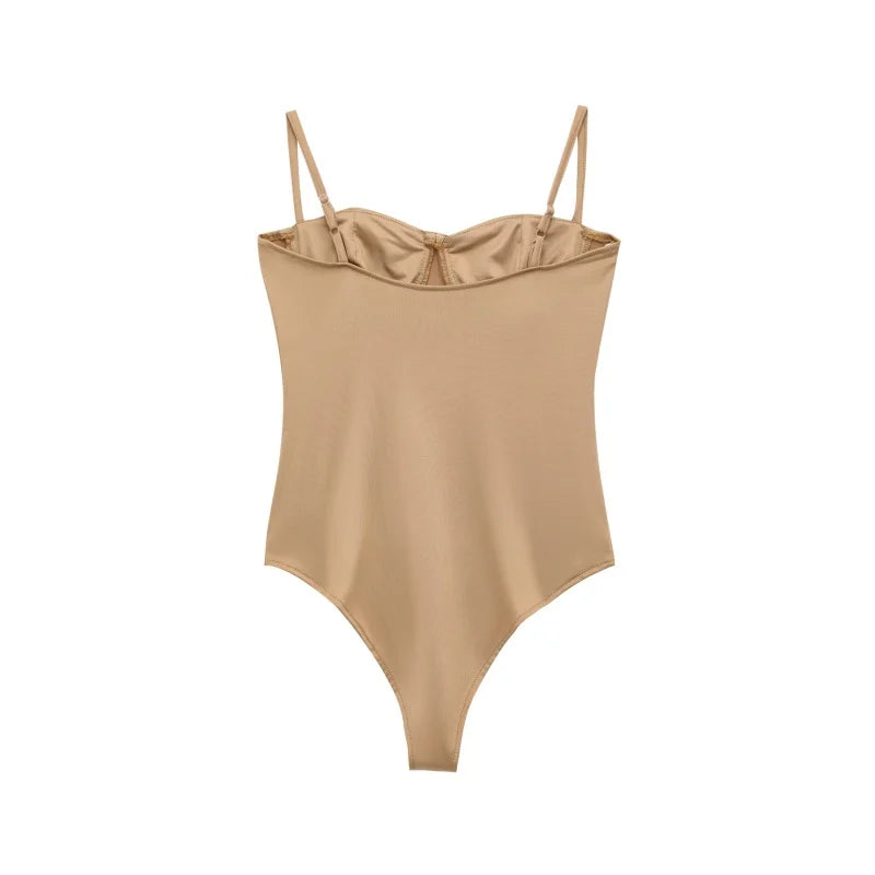 Underwire Spaghetti Strap Bodysuit for Women Casual Slim Fit