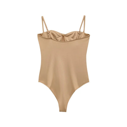 Underwire Spaghetti Strap Bodysuit for Women Casual Slim Fit