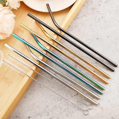Colorful Metal Drinking Straws Set Stainless Steel