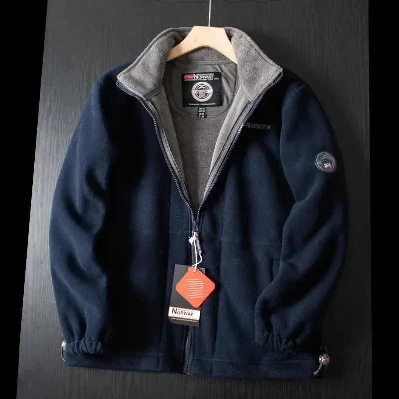 Windproof Fleece Padded Jacket for Men, Large Size
