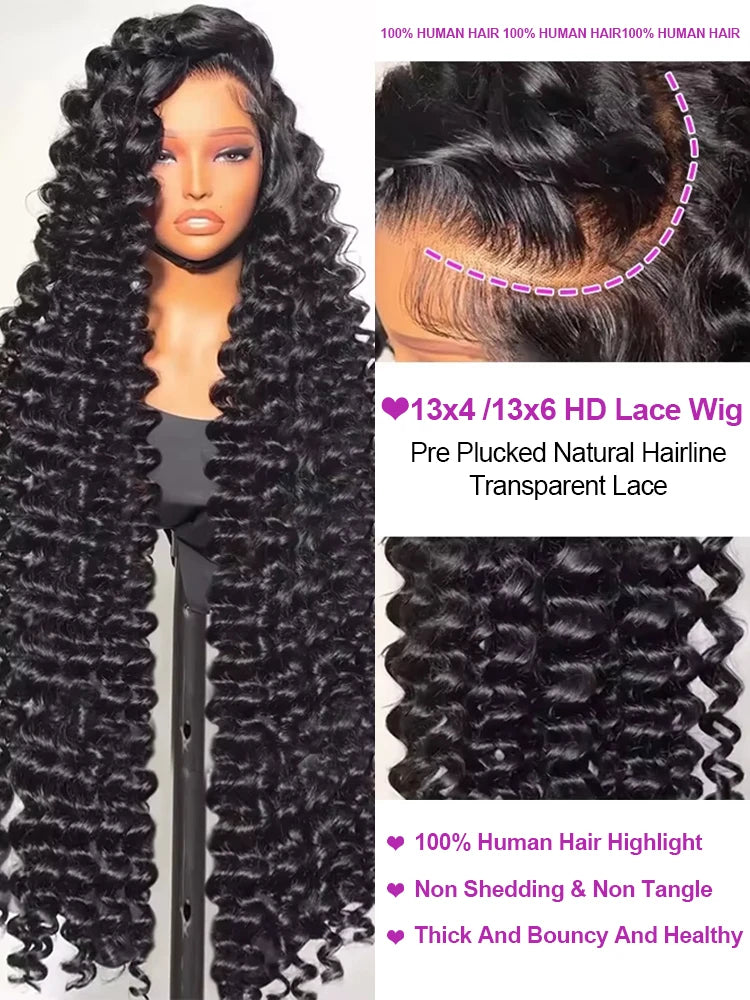 Loose Deep Wave 360 Full Lace Front Human Hair Wig 30 Inch