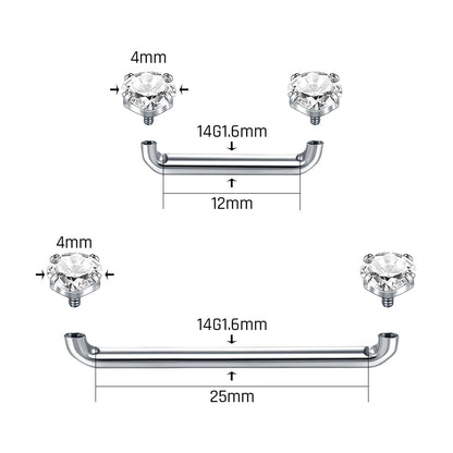 Titanium CZ Crystal Surface Piercings 12mm-25mm